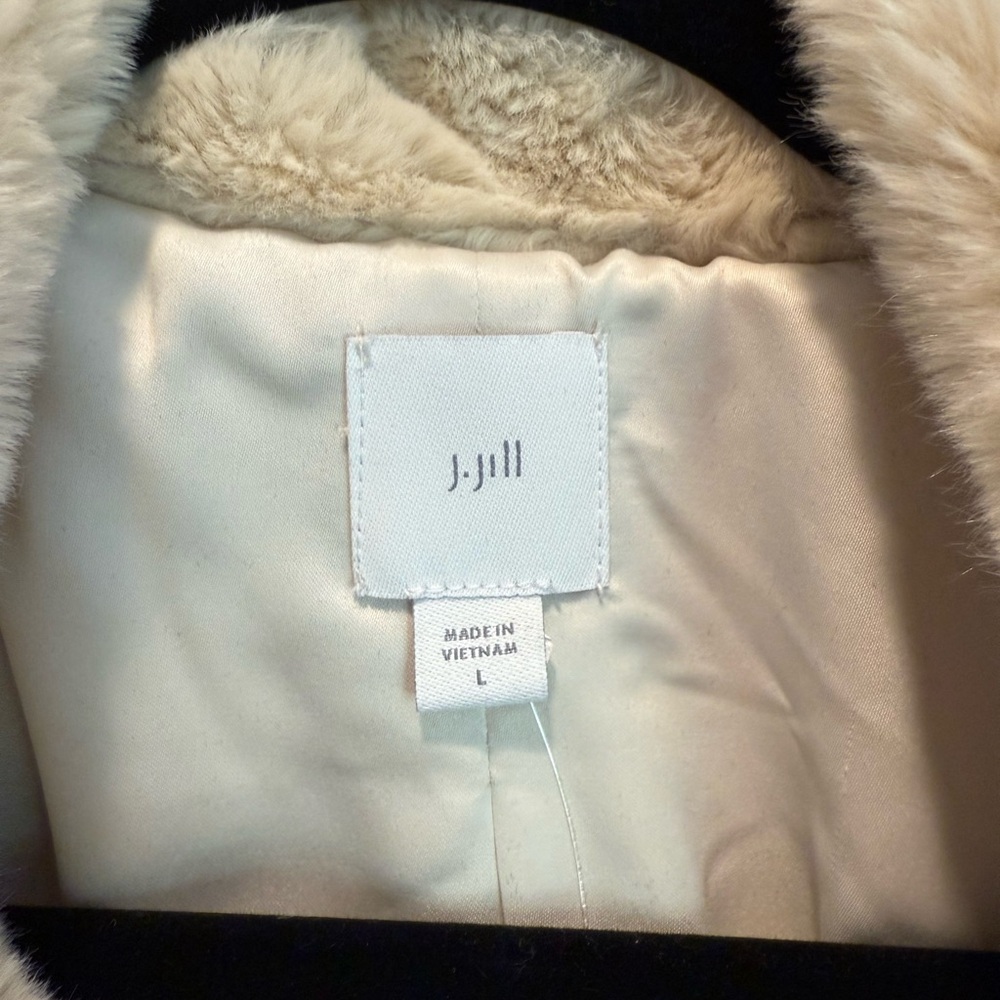 J. Jill Cream Faux Fur Coat - Picture 3 of 9